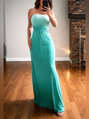 Young Fabulous and Broke Green Ombre Strapless Maxi Beach Dress